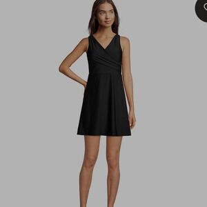 Lands End Womens Black Chlorine Resistant Tummy Control Swim Dress‎ Size 16 NWT